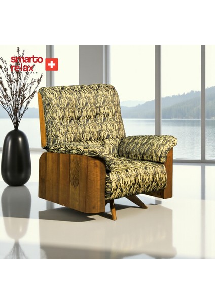 Relax TV Koltuğu Genova Vita Ergonomik Döner Mekanizma Kadife/Şönil Haki Yeşil