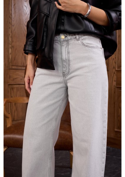 Siyah Çizgili Gri Straight Jean indirimleri