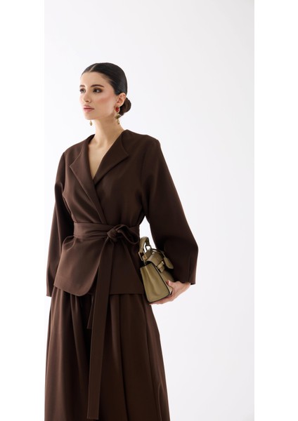 Poliviskon Kahverengi Şalvar-Kimono Takım fırsatları