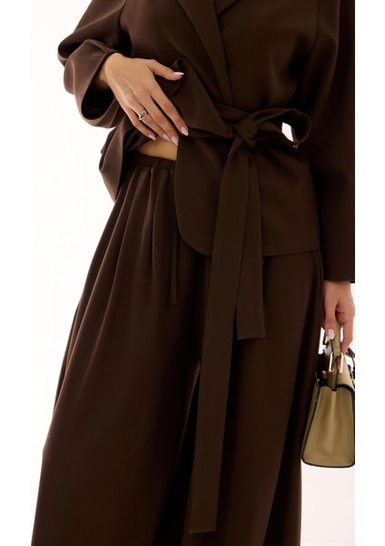 Poliviskon Kahverengi Şalvar-Kimono Takım indirimleri