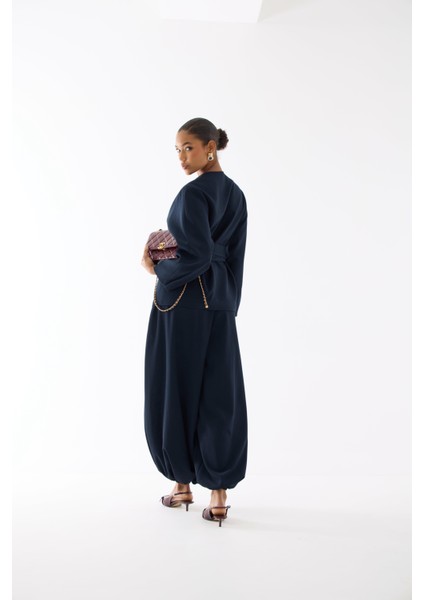 Poliviskon Lacivert Şalvar-Kimono Takım modelleri