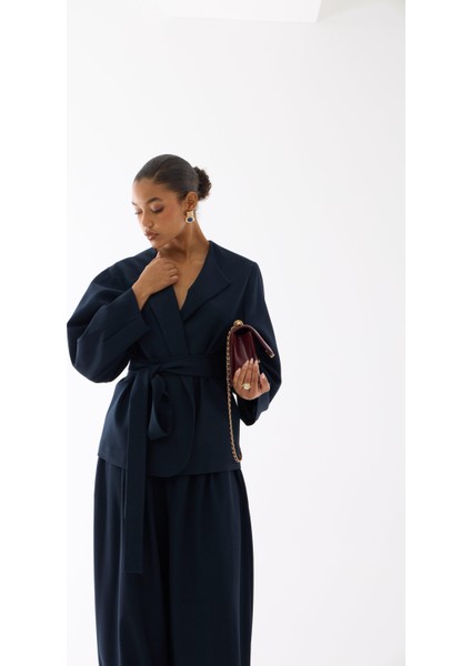 Poliviskon Lacivert Şalvar-Kimono Takım indirimleri