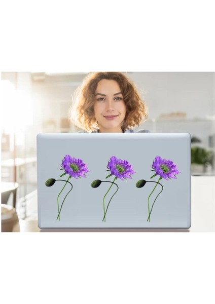 2 Adet Defter Sticker,laptop Sticker Mor Çiçekli Pvc 70X50X0,5CM