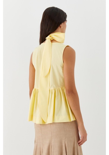 Kuşak Bağlamalı Kolsuz Bluz Sarı indirimleri