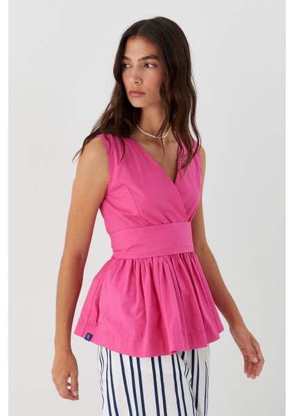 Kuşak Bağlamalı Kolsuz Bluz Fuşya fiyatları