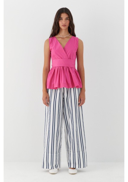 Kuşak Bağlamalı Kolsuz Bluz Fuşya modelleri