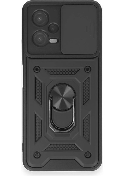 Newface Xiaomi Redmi Note 12 4g Kılıf Pars Lens Yüzüklü Silikon - Siyah