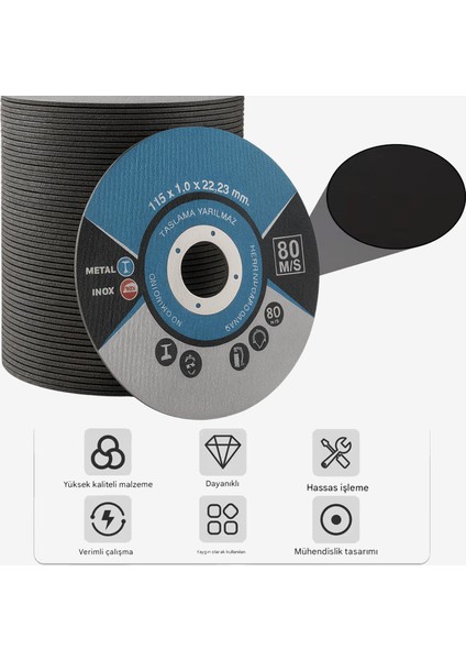 Inox Metal Kesici (25 Adet) Kesme Diski 115X1,0X22,23 mm Ince Taş Disk Spiral Demir Kesici Disk fırsatları