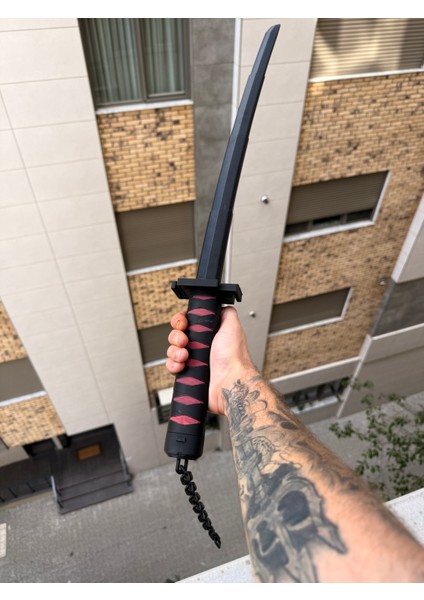 Ichigo Bleach Katlanabilir Siyah Zincirli Katana 3D Baskı Özel Açılabilir-Kapanabilir Katana Kılıç