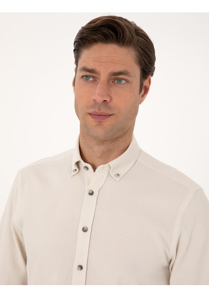 Erkek Bej Slim Fit Uzun Kollu Gömlek 50311562-VR011 fiyatları