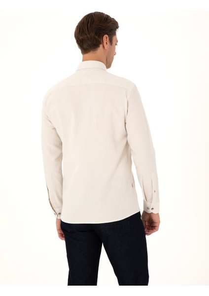 Erkek Bej Slim Fit Uzun Kollu Gömlek 50311562-VR011 indirimleri