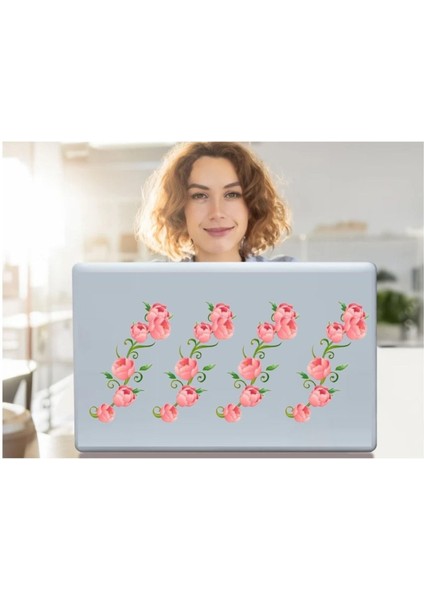 2 Adet Defter Sticker,laptop Sticker Pembe Güllü Pvc 70X50X0,5CM