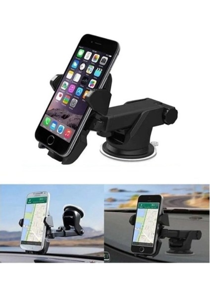 Telefon Tutucu Araç Içi Uzayan Ayarlanabilir Cam ve Torpido Vantuzlu