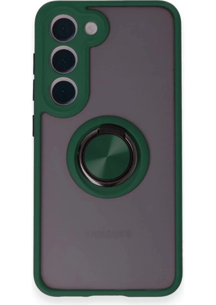 Newface Samsung Galaxy S24 Fe Kılıf Montreal Yüzüklü Silikon Kapak - Yeşil