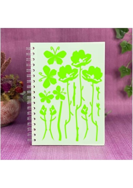 2 Adet Defter Sticker,laptop Sticker Yeşil Çiçekli Pvc 48X33X0,5CM modelleri