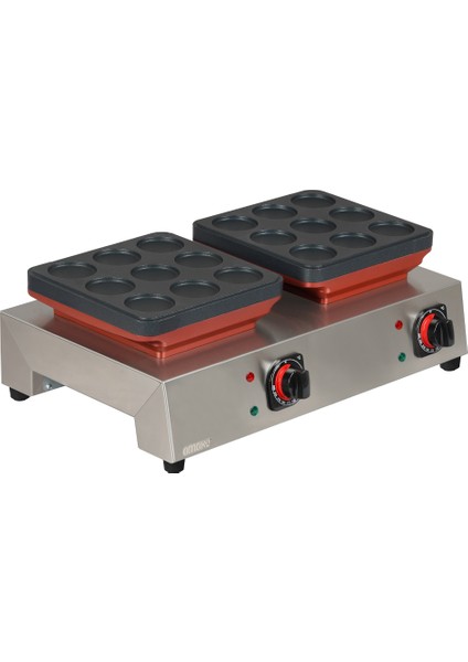 Elektrikli Manuel Poffertjes Model Çiftli Pankek Makinesi Zamanlayıcılı PFR01.E21.1501.Z5F