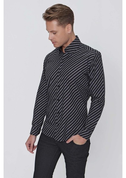 G 1517 Slim Fit Siyah Spor Gömlek modelleri