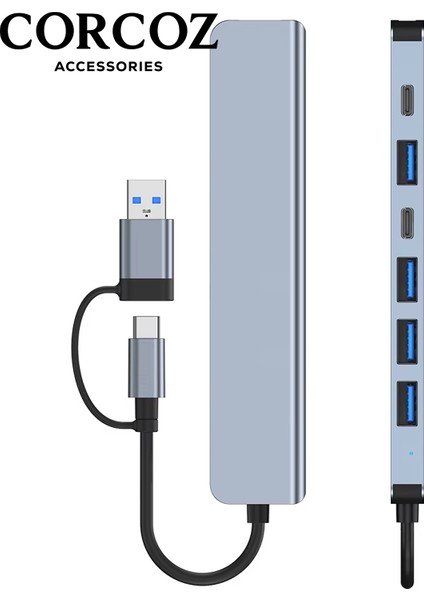 USB Hub 7in1 USB Type-C To USB A USB C USB 2.0 3.0 Çevirici Adaptör Çok Portlu Tak Çalıştır USB Çevirici - CZ58 fiyatları