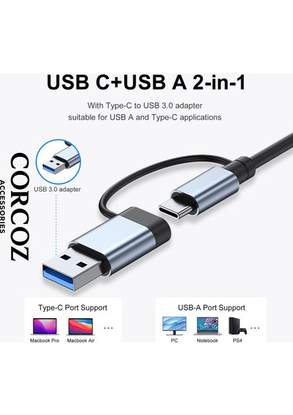 USB Hub 7in1 USB Type-C To USB A USB C USB 2.0 3.0 Çevirici Adaptör Çok Portlu Tak Çalıştır USB Çevirici - CZ58 modelleri