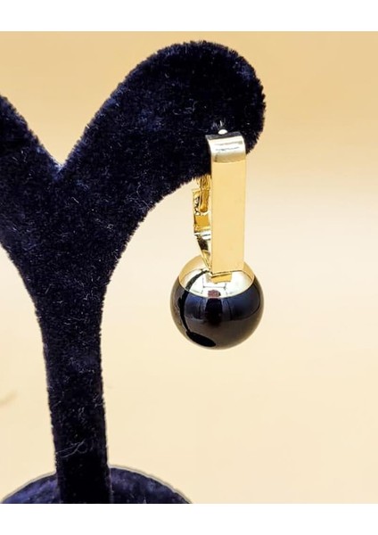 Siyah Inci Top Pirinç Küpe modelleri