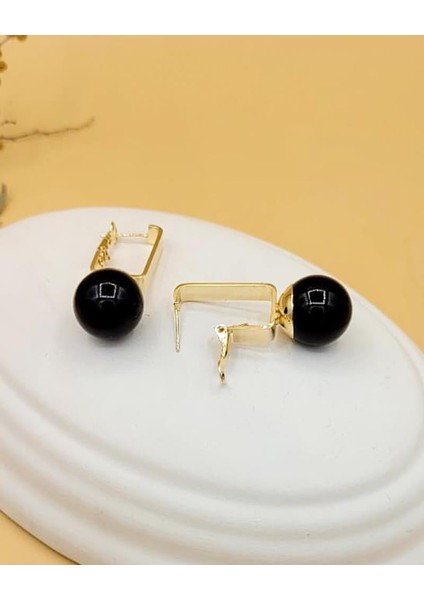 Siyah Inci Top Pirinç Küpe fırsatları