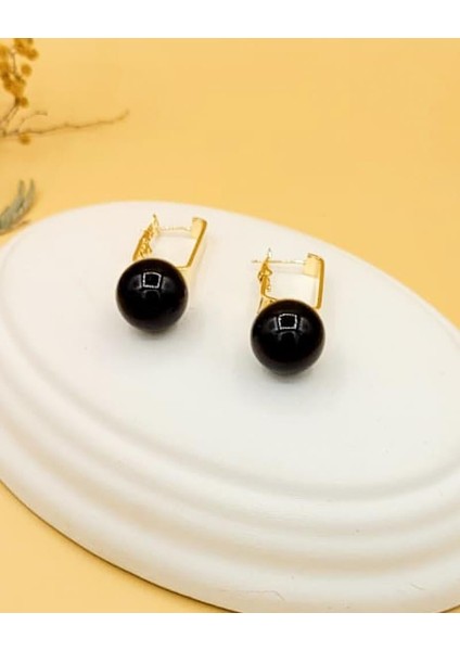 Siyah Inci Top Pirinç Küpe indirimleri