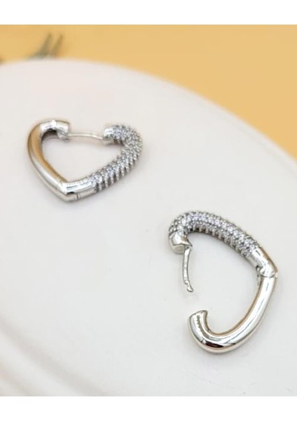 Gömme Taşlı Kalp Silver Küpe fiyatları