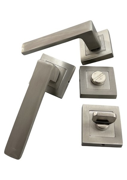 Konak Kare Rozetli Saten Wc Kapı Kolu-Kolay Montaj, Iç Kapı Kolu, Modern Kapı Kolu modelleri