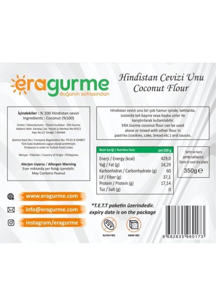 Hindistan Cevizi Unu 350G (Glutensiz) modelleri