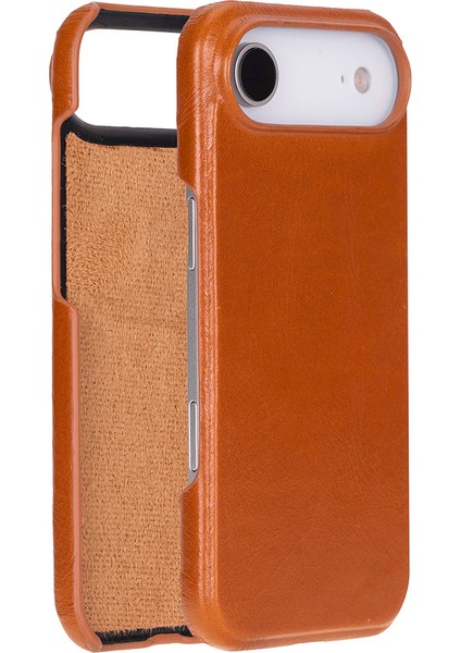 Apple iPhone 17 Air Için, Hakiki Deri, El Yapımı Kılıf, Magsafe ile Uyumlu, Iç Yüzeyi Kadife, Gölgeli Taba