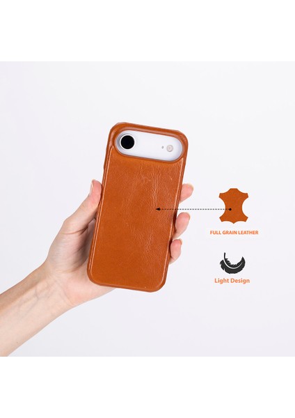 Apple iPhone 17 Air Için, Hakiki Deri, El Yapımı Kılıf, Magsafe ile Uyumlu, Iç Yüzeyi Kadife, Gölgeli Taba fiyatları