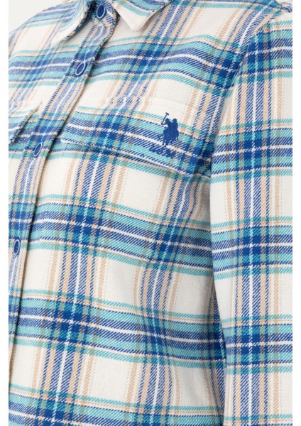 Kadın Saks Gömlek Desenli 50291115-VR045