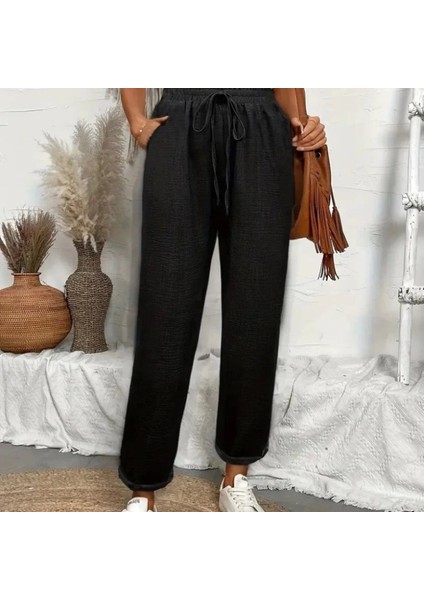 Kadın Yüksek Bel Lastikli Belde Bağcık Detaylı Aerobin Pantolon fiyatları