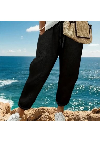 Kadın Yüksek Bel Lastikli Belde Bağcık Detaylı Aerobin Pantolon fırsatları