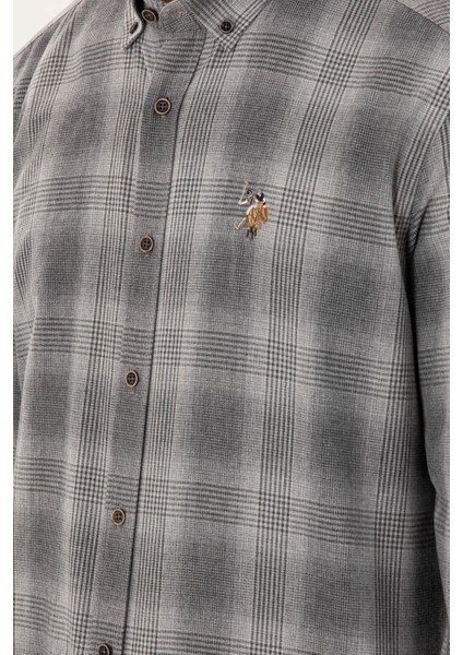 Erkek Gri Gömlek Desenli 50291383-VR024