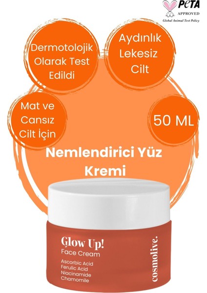 Aydınlatıcı Yüz Kremi Askorbik Asit Ferulic Asit Niasinamid Nemlendirme