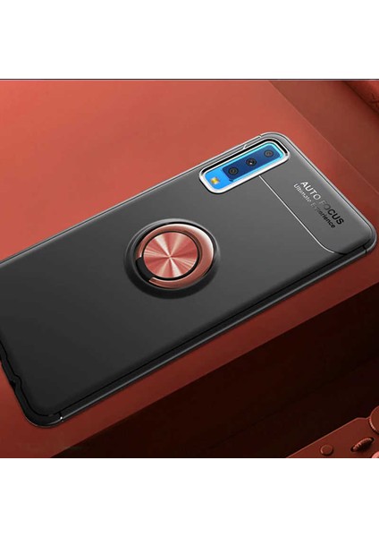 Galaxy A7 2018 Kılıf Yüzüklü Standlı Renkli Kırılmaz Esnek Silikon Ravel Silikon Kapak