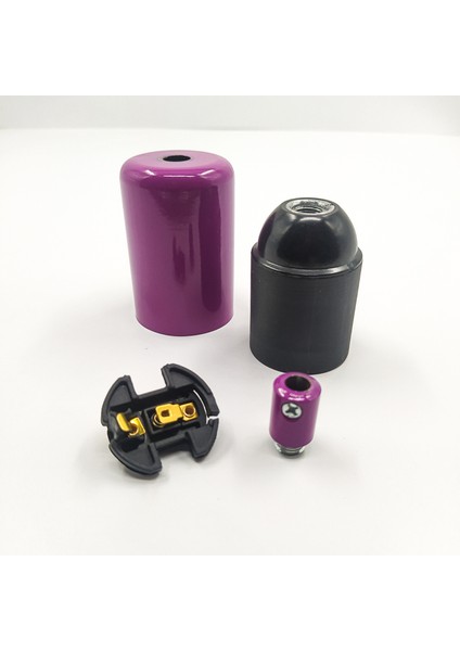 Dekoratif Metal Lale E27 Duy Mor Renk ve Demir Kablo Kilidi. (1 Adet) modelleri