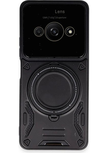 Newface Xiaomi Poco C61 Kılıf Joy Lens Standlı Kapak - Siyah