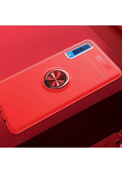 Galaxy A7 2018 Kılıf Yüzüklü Standlı Renkli Kırılmaz Esnek Silikon Ravel Silikon Kapak
