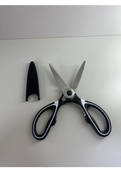 Kırmızı Çok Amaçlı Mutfak Makası, Siyah Beyaz Renkli, Ergonomik Sap ve Şişe Açacağı indirimleri