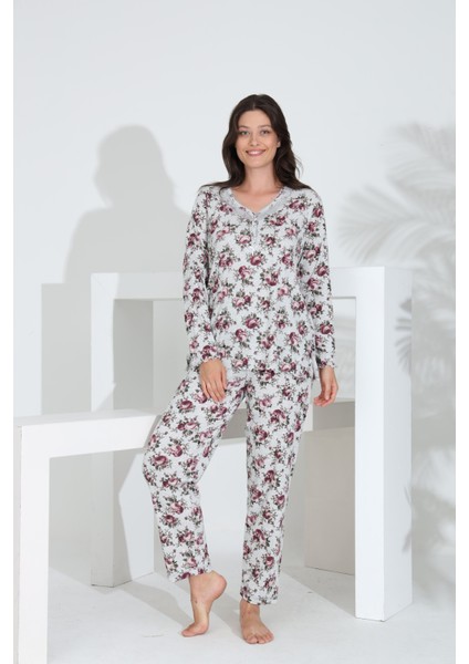Angelique %100 Pamuk Uzun Kol Kadın Pijama Takımı 21512