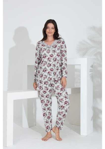 Angelique %100 Pamuk Uzun Kol Kadın Pijama Takımı 21512 modelleri
