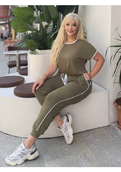 Kadın Büyük Beden Paça Manşetli Cepli Biye Detay Likralı Viskon Takım indirimleri