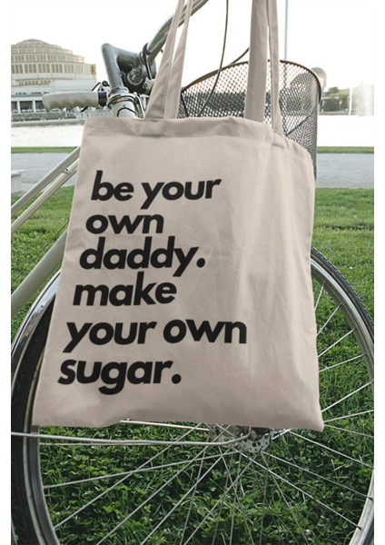Sugar Daddy - Girl Tasarımlı Ham Bez Omuz Çantası