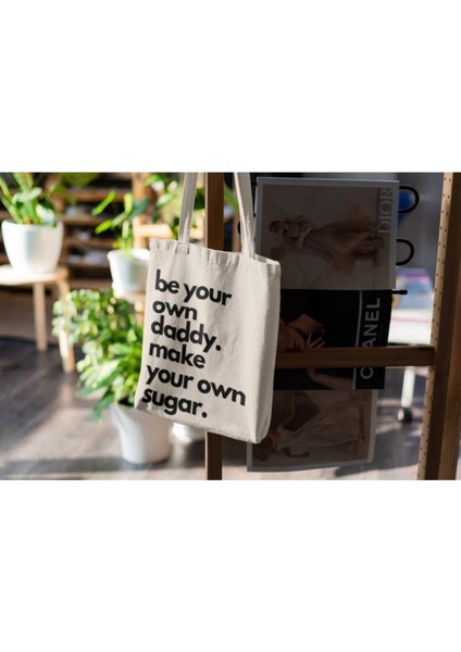 Sugar Daddy - Girl Tasarımlı Ham Bez Omuz Çantası fiyatları