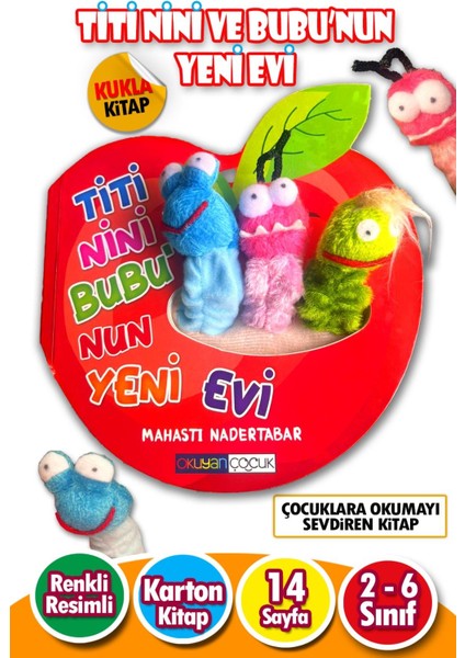 2 - 6 Yaş Eğitici Kuklalı Çocuk Kitabı - Titi Nini ve Bubu'nun Yeni Evi -Renkli Karton Masal -14 Sayfa