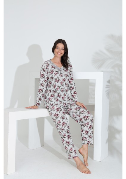 Angelique %100 Pamuk Uzun Kol Kadın Pijama Takımı 21512 fırsatları