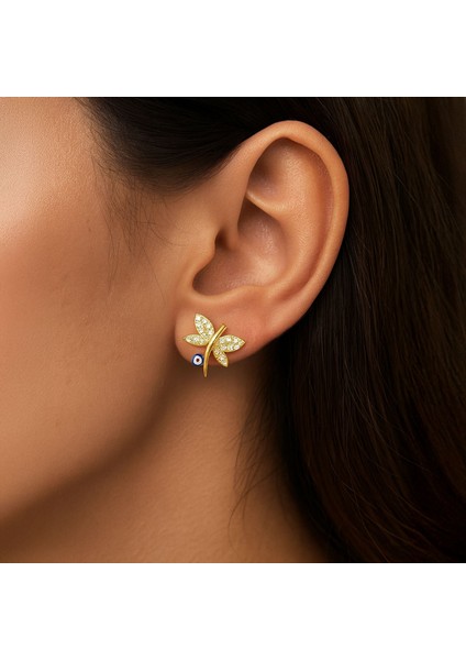 Nazar Mineli Yusufçuk Altın Kaplama Gümüş Küpe fiyatları