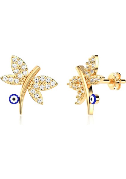 Nazar Mineli Yusufçuk Altın Kaplama Gümüş Küpe modelleri